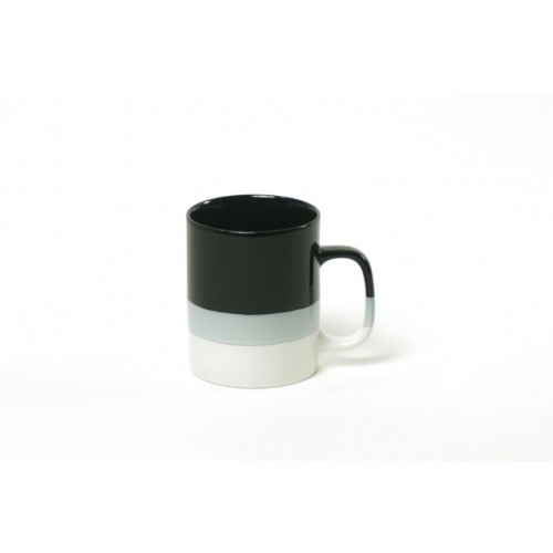 Stoneware mug Cyl, black and white (Kinta)