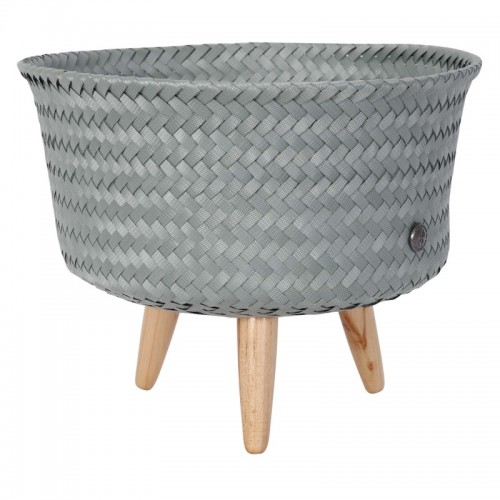 Round basket wooden feet low, Eucalyptus grey (Handed By)