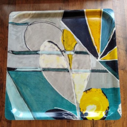 Square tray, Suzanne turquoise (Lalie Design)