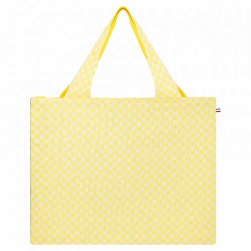 Vintage shopping bag, checkered citrus yellow (La Carafe)
