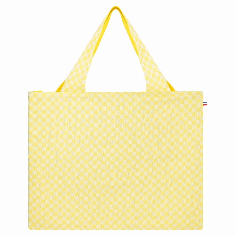Vintage shopping bag, vichy citrus yellow (La Carafe)