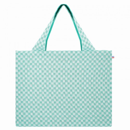 Vintage shopping bag, checkered green (La Carafe)