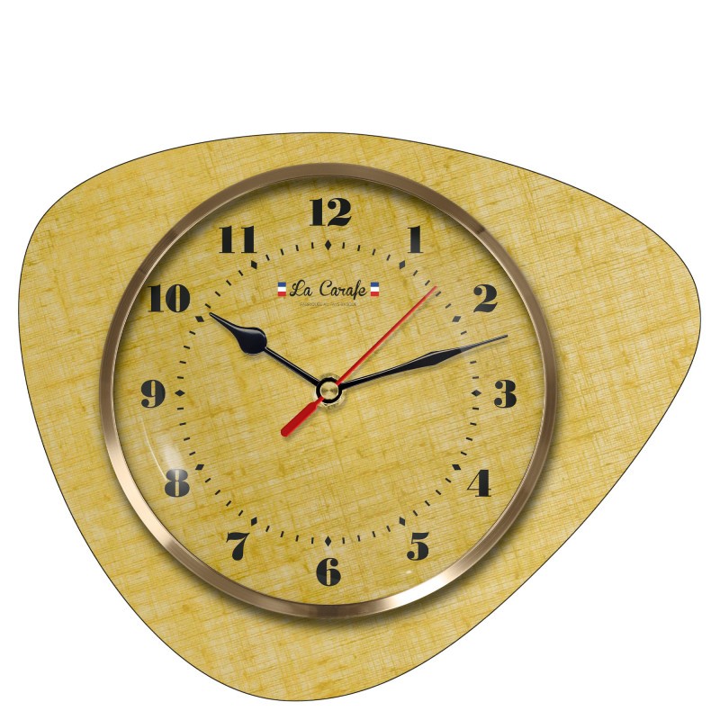 Horloge médiator rétro jaune La Carafe 