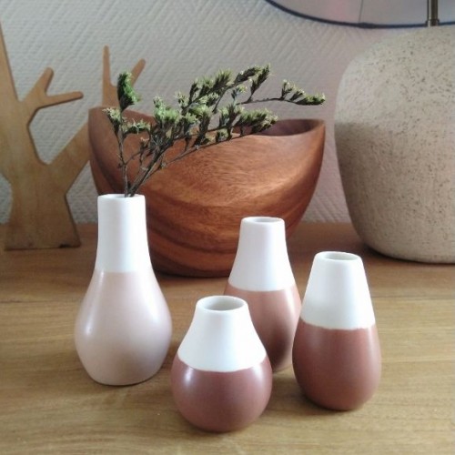 Set de 4 mini vases en grès, brun terracotta (Räder)
