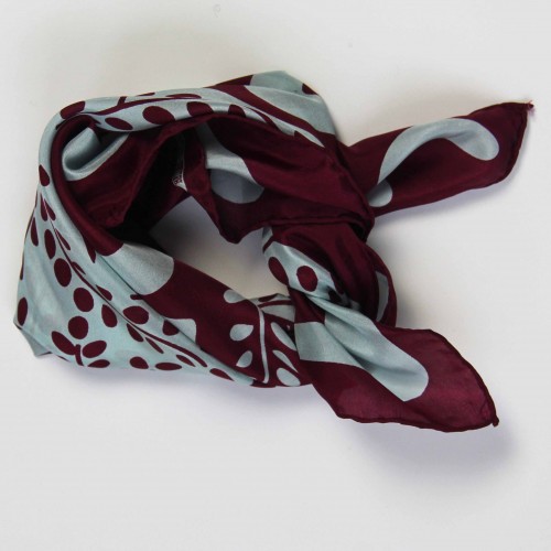 Small square silk scarf , Peace & love bordeaux (Les Belles Vagabondes)