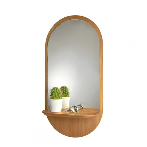 Oval mirror and wooden shelf (Reine Mère)