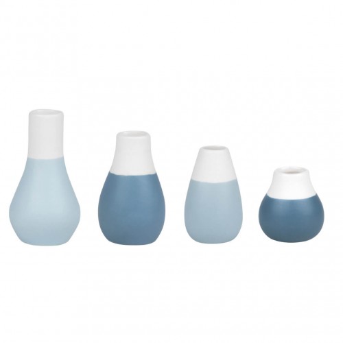 Set de 4 mini vases en grès, bleu gris (Räder)