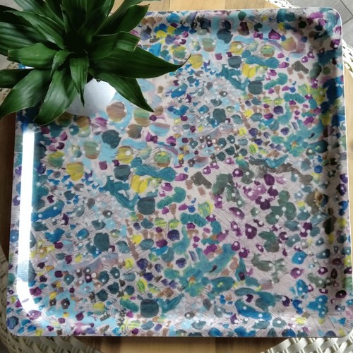 Tray wood & melamine, blue Papagai (Lalie Design)