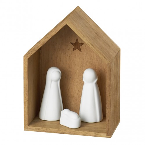 Petite crèche en bois et porcelaine pour décorer Noël Räder