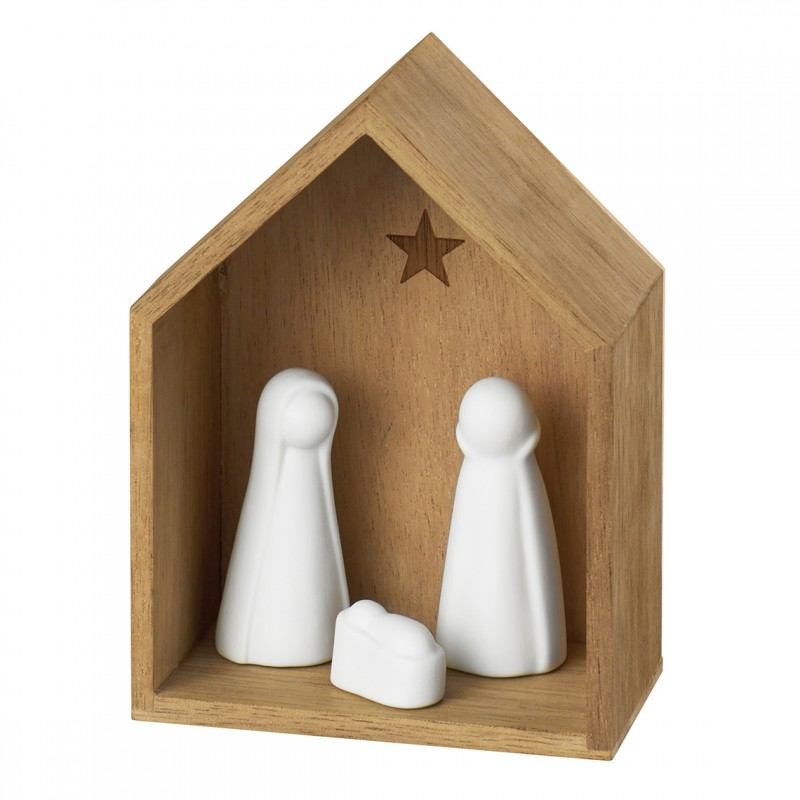 Petite crèche en bois et porcelaine Nativité (Räder)