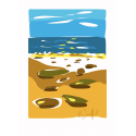 Affiche The beach with stones 30 cm x 40 cm (Bénédicte Jaffart)