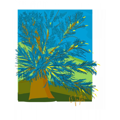 Poster Tree with yellow reflections (Bénédicte Jaffart)