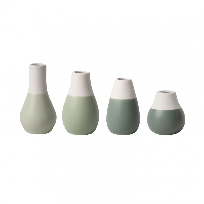 Set of 4 mini vases porcelain, greyish green (Räder)