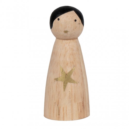 Lucky woody figurine, Gold star (Räder)
