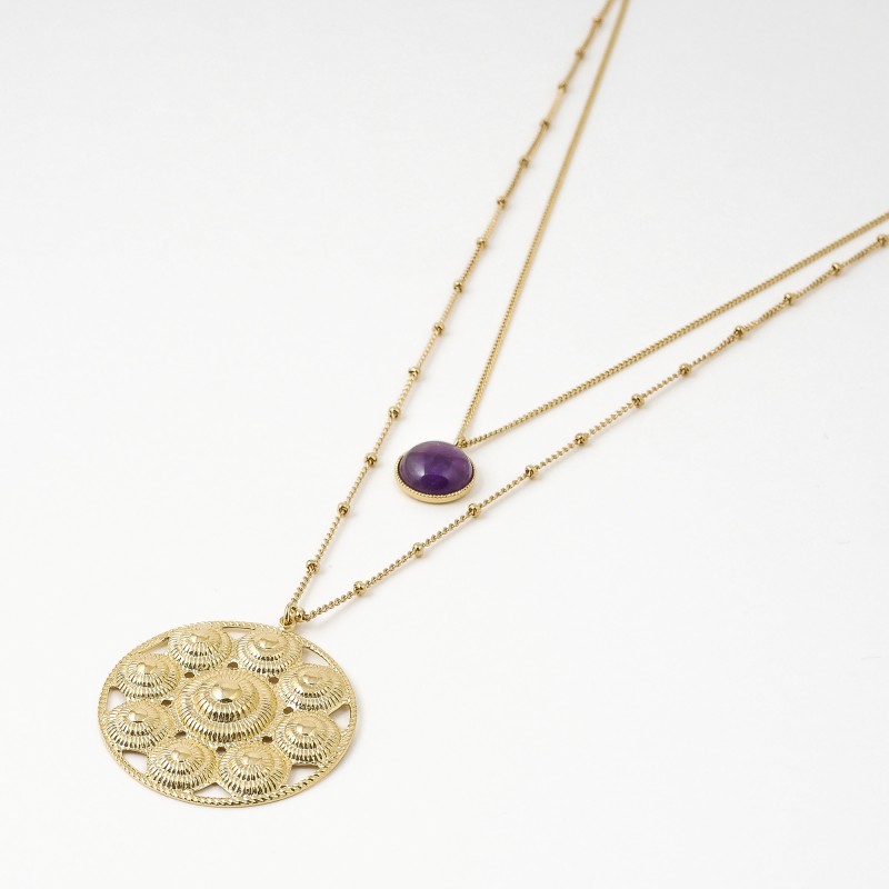 Collier double Cupidon améthyste (Viadoli)
