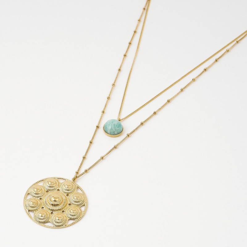 Collier double Cupidon amazonite (Viadoli)