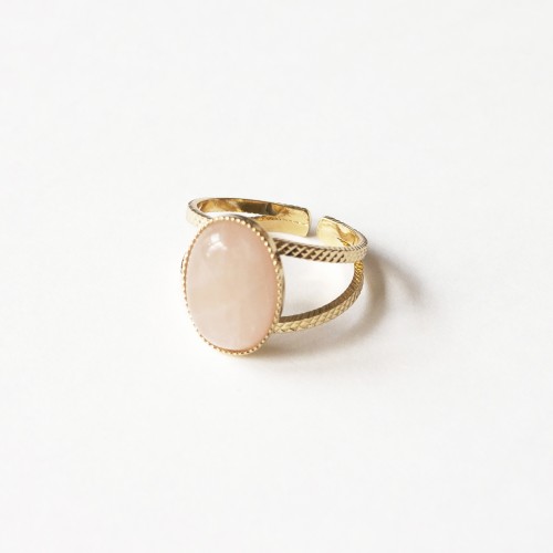 Adjustable ring Carmen pink quartz (Viadoli)